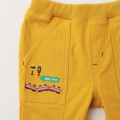 電車下襬翻邊長款直筒褲