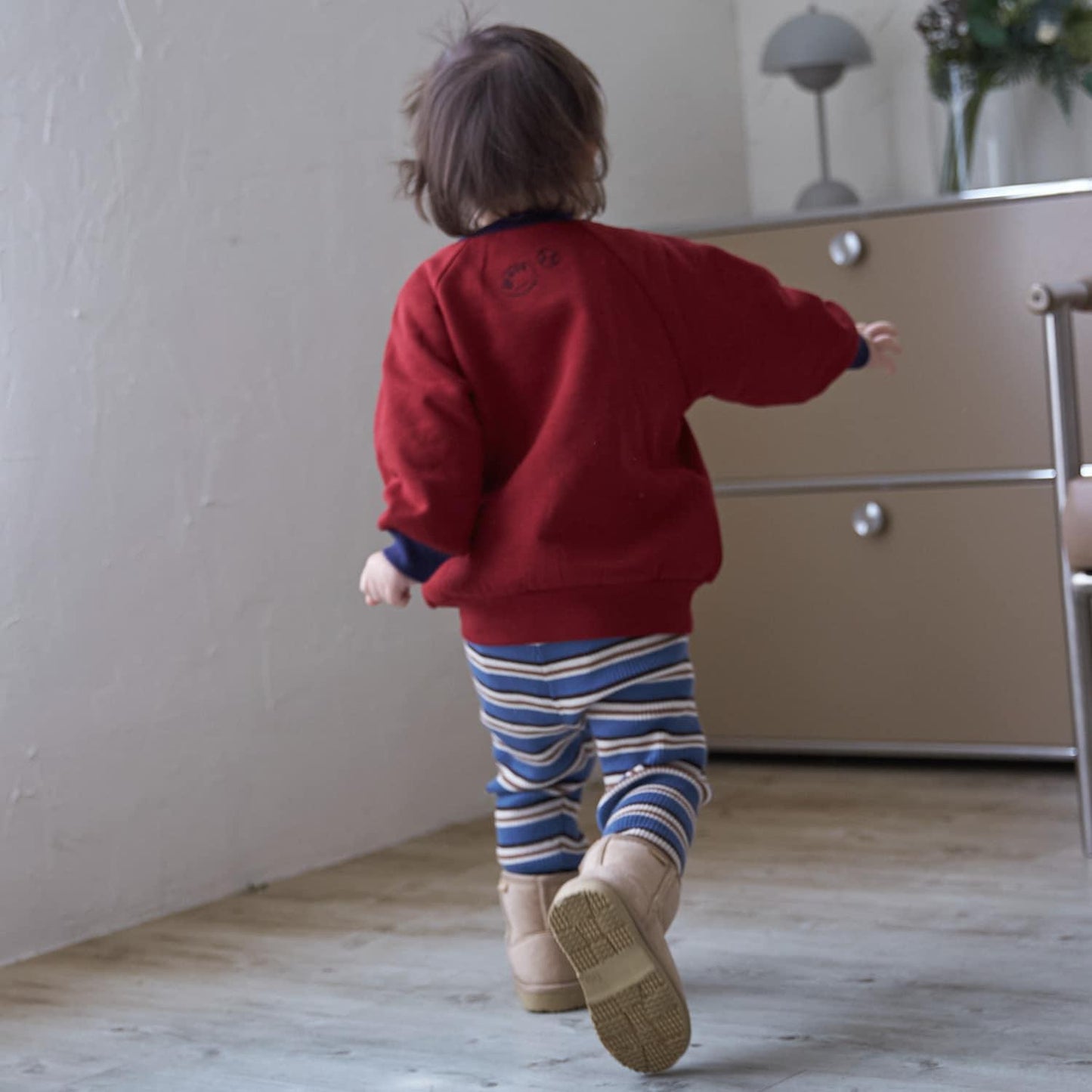 【可水洗】多色條紋針織打底褲