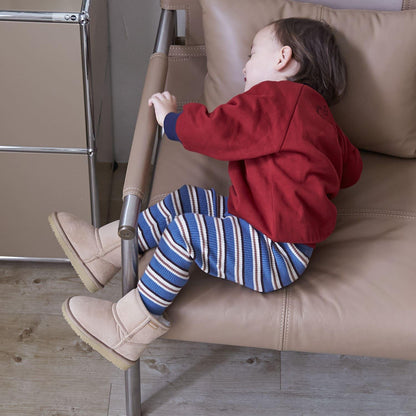 【可水洗】多色條紋針織打底褲