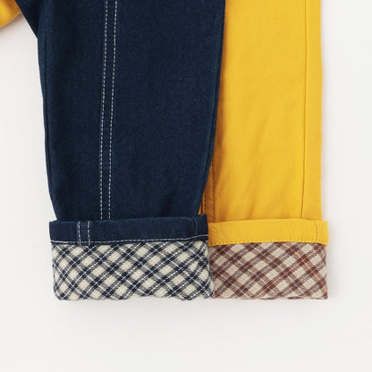 電車下襬翻邊長款直筒褲