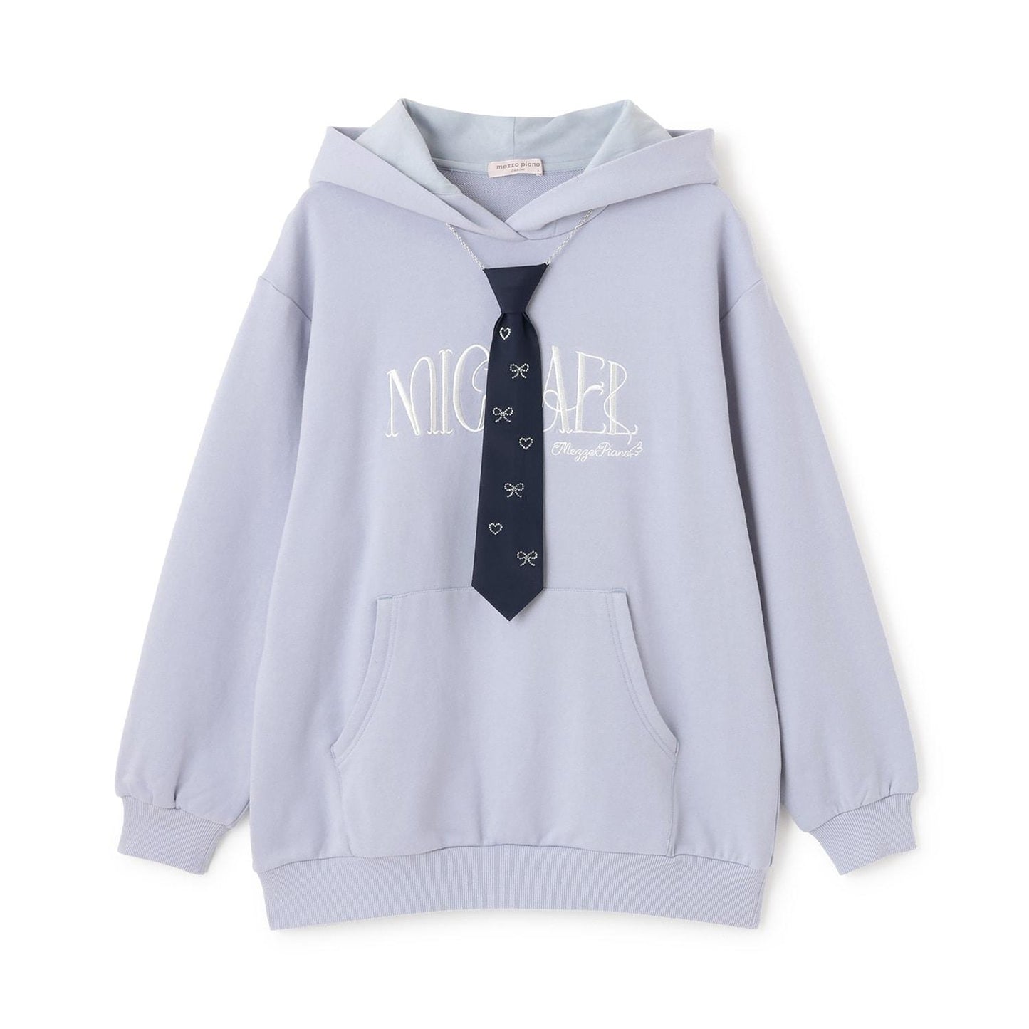 配飾領帶連帽寬鬆衛衣