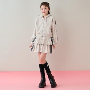 運動風拉鍊連帽衛衣&裙褲套裝