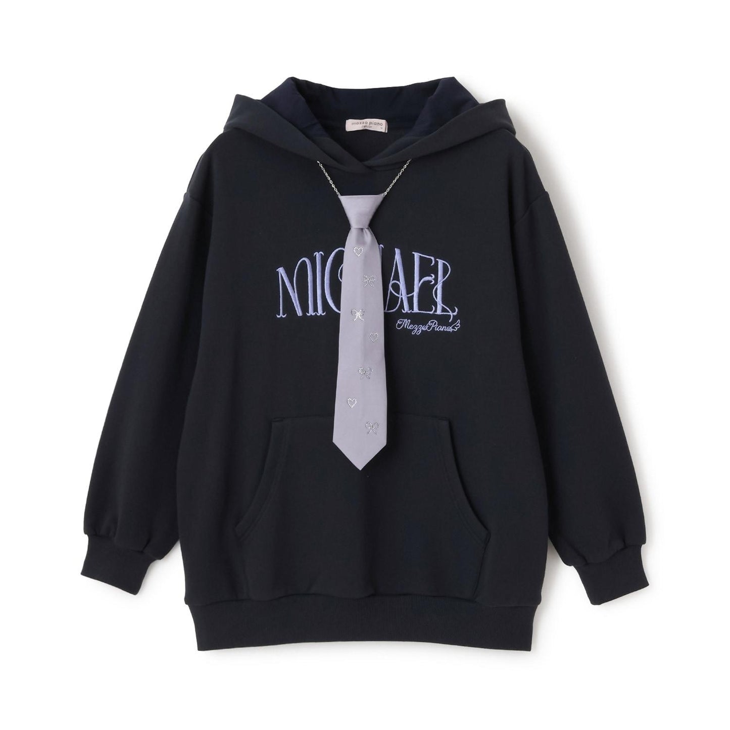 配飾領帶連帽寬鬆衛衣