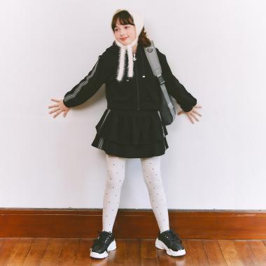 運動風拉鍊連帽衛衣&裙褲套裝