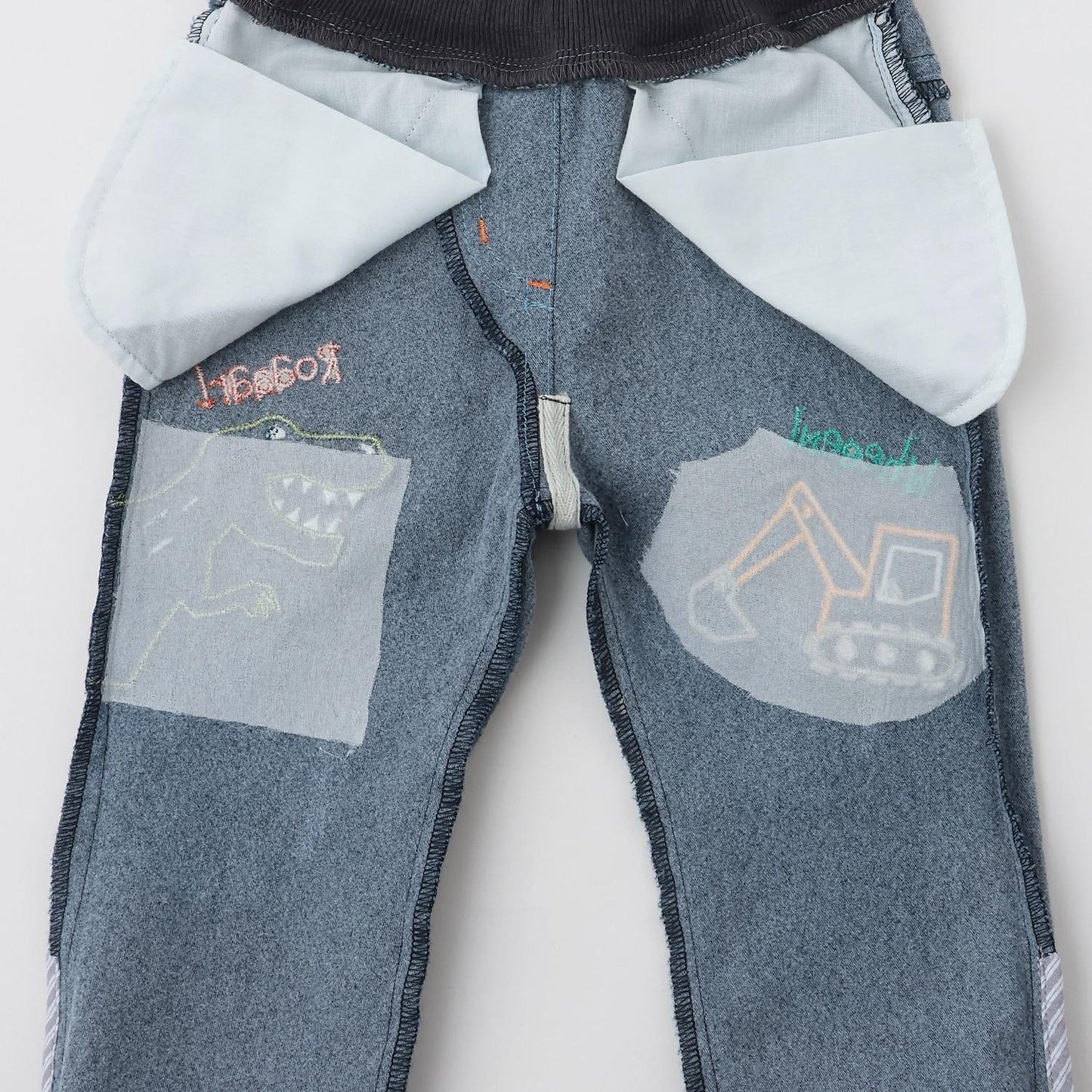 恐龍與重型機械長款直筒褲