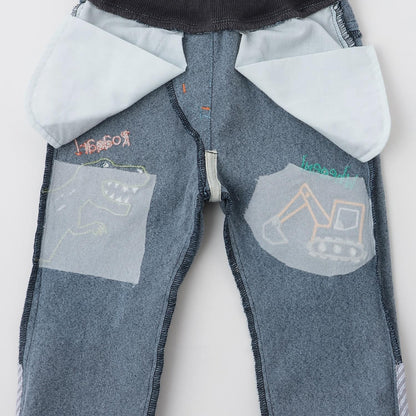 恐龍與重型機械長款直筒褲