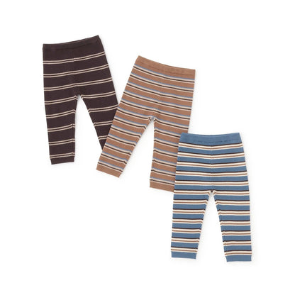 【可水洗】多色條紋針織打底褲