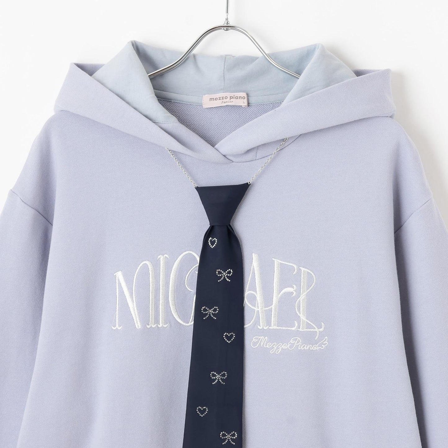 配飾領帶連帽寬鬆衛衣