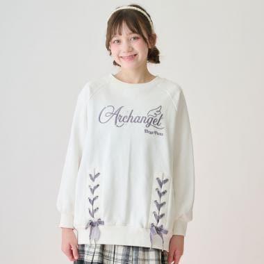 蕾絲拼接水鑽標誌衛衣