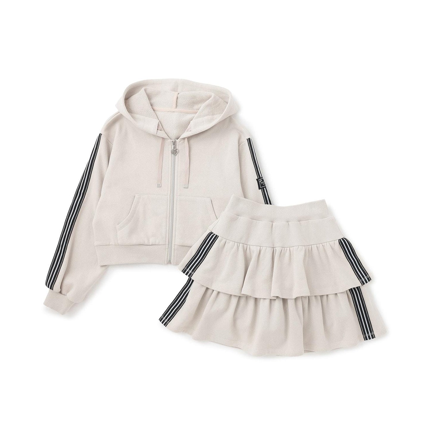 運動風拉鍊連帽衛衣&裙褲套裝