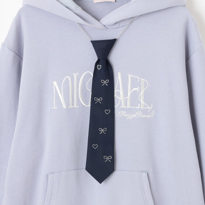 配飾領帶連帽寬鬆衛衣