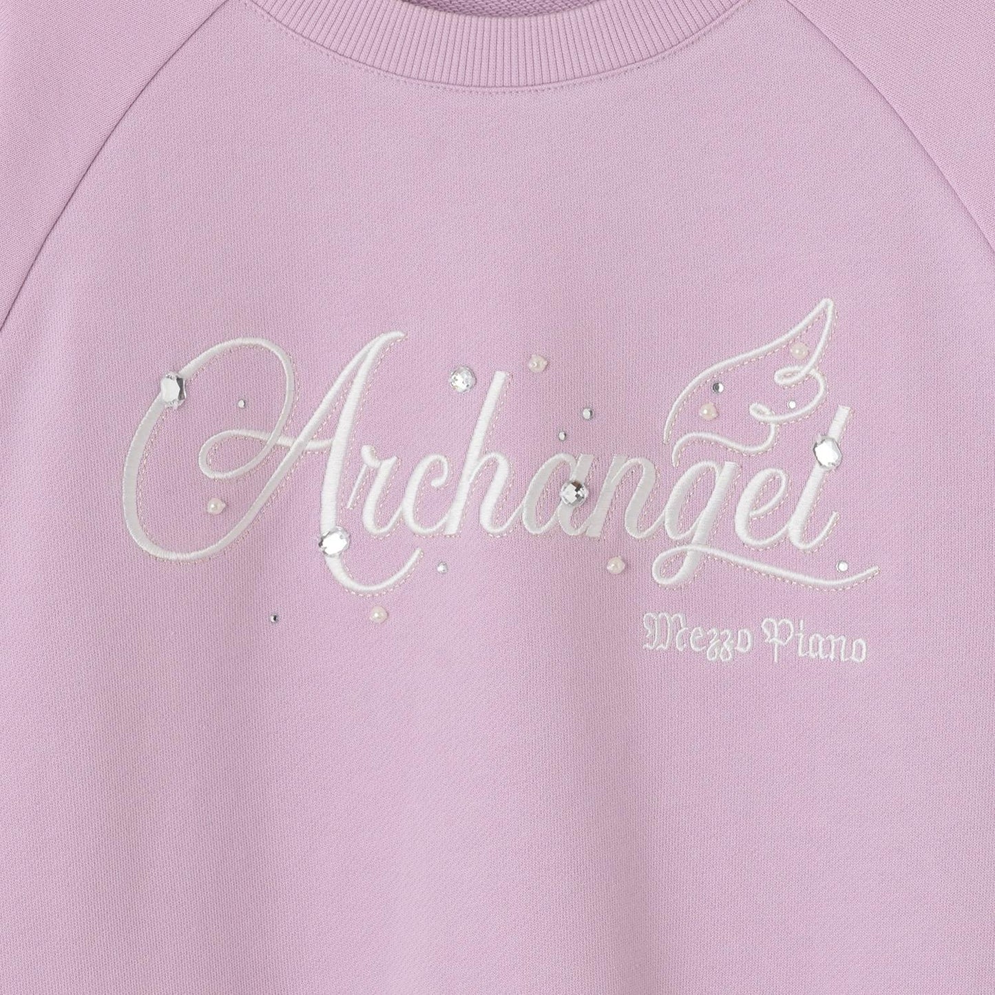 蕾絲拼接水鑽標誌衛衣