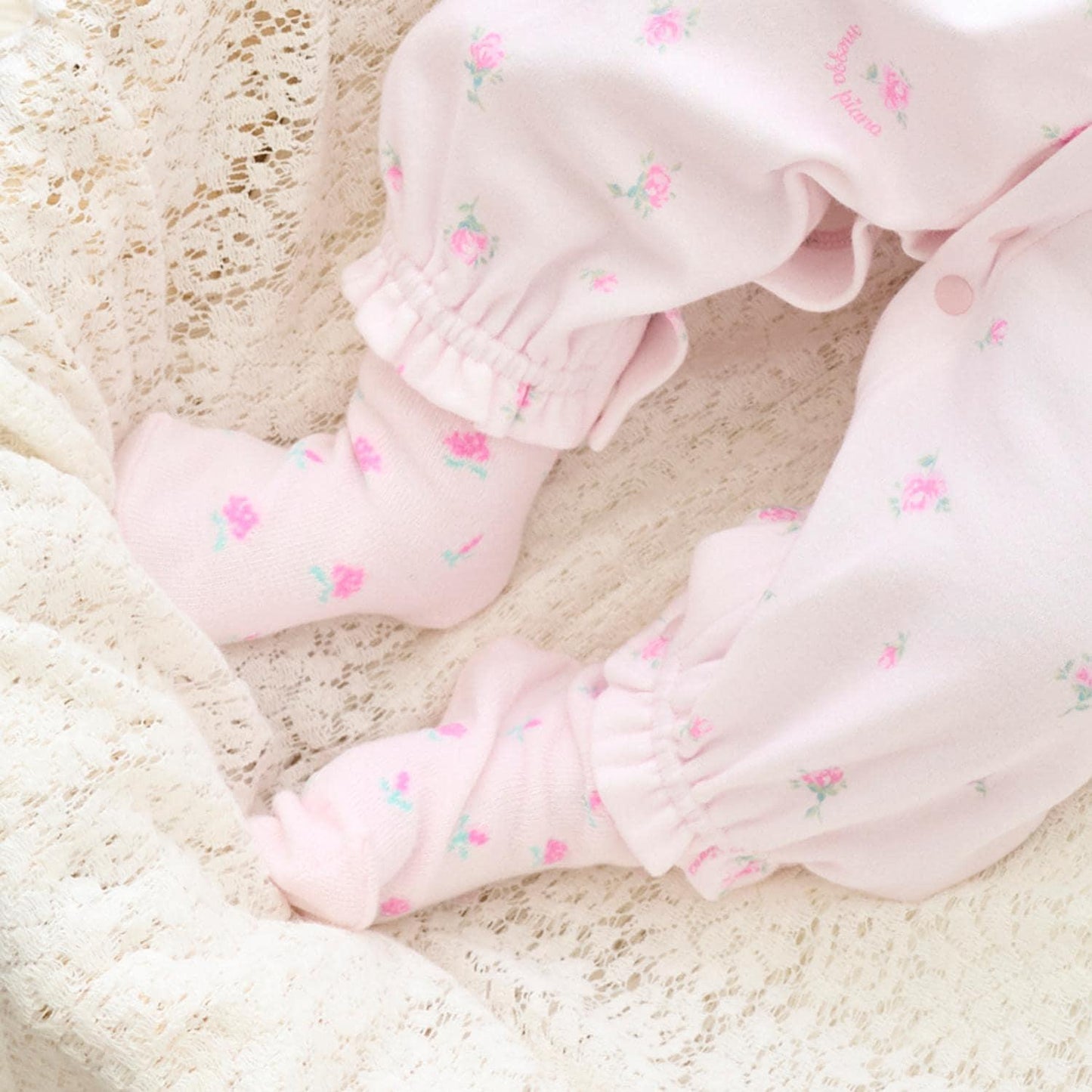 【BOX付】蝴蝶結玫瑰花紋2用連體衣&襪子套裝