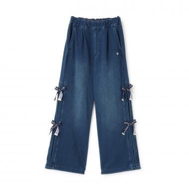 側邊標誌蝴蝶結內里加絨降落傘褲