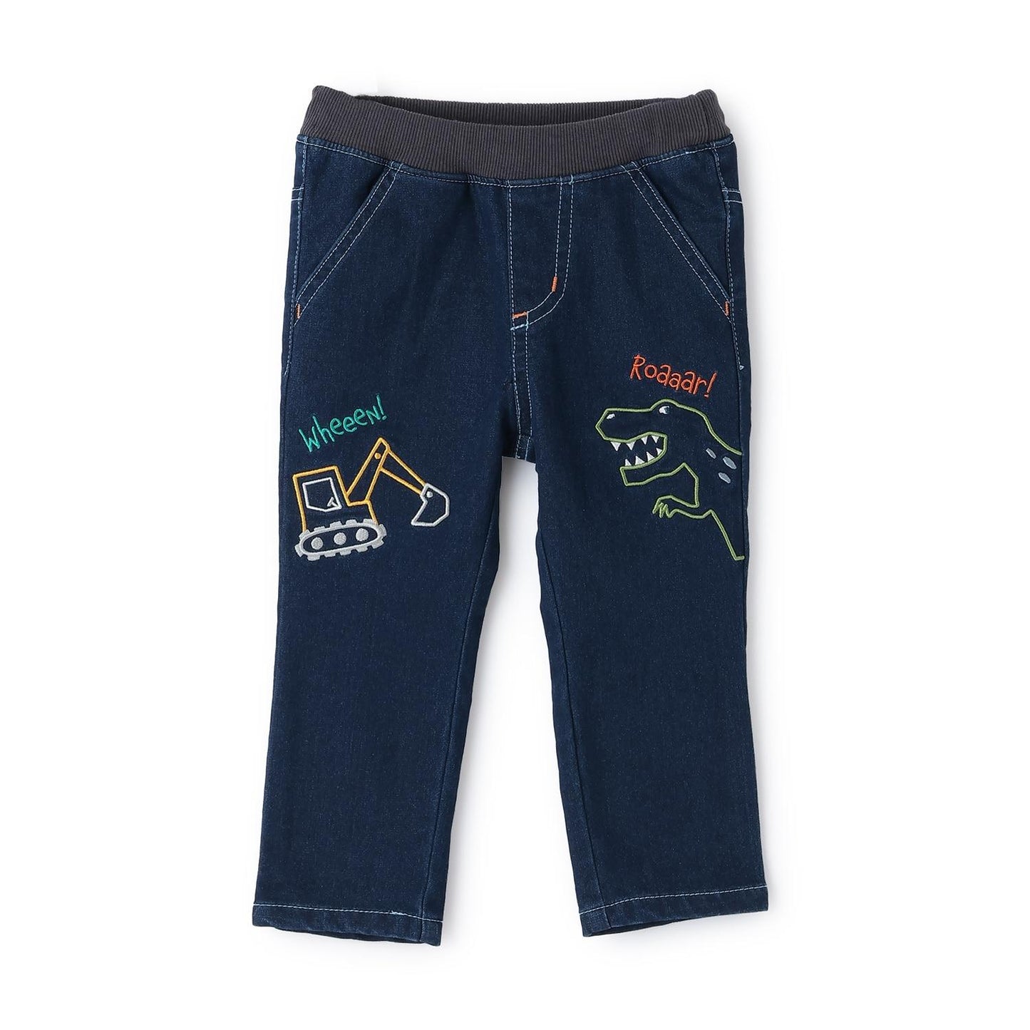 恐龍與重型機械長款直筒褲