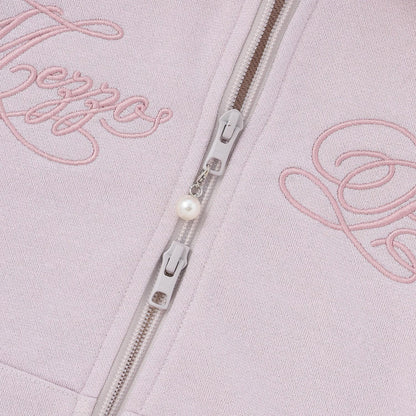 帶仿皮草亮絲內襯拉鍊衛衣