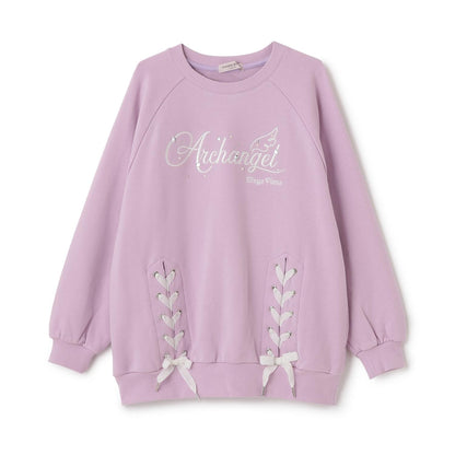 蕾絲拼接水鑽標誌衛衣