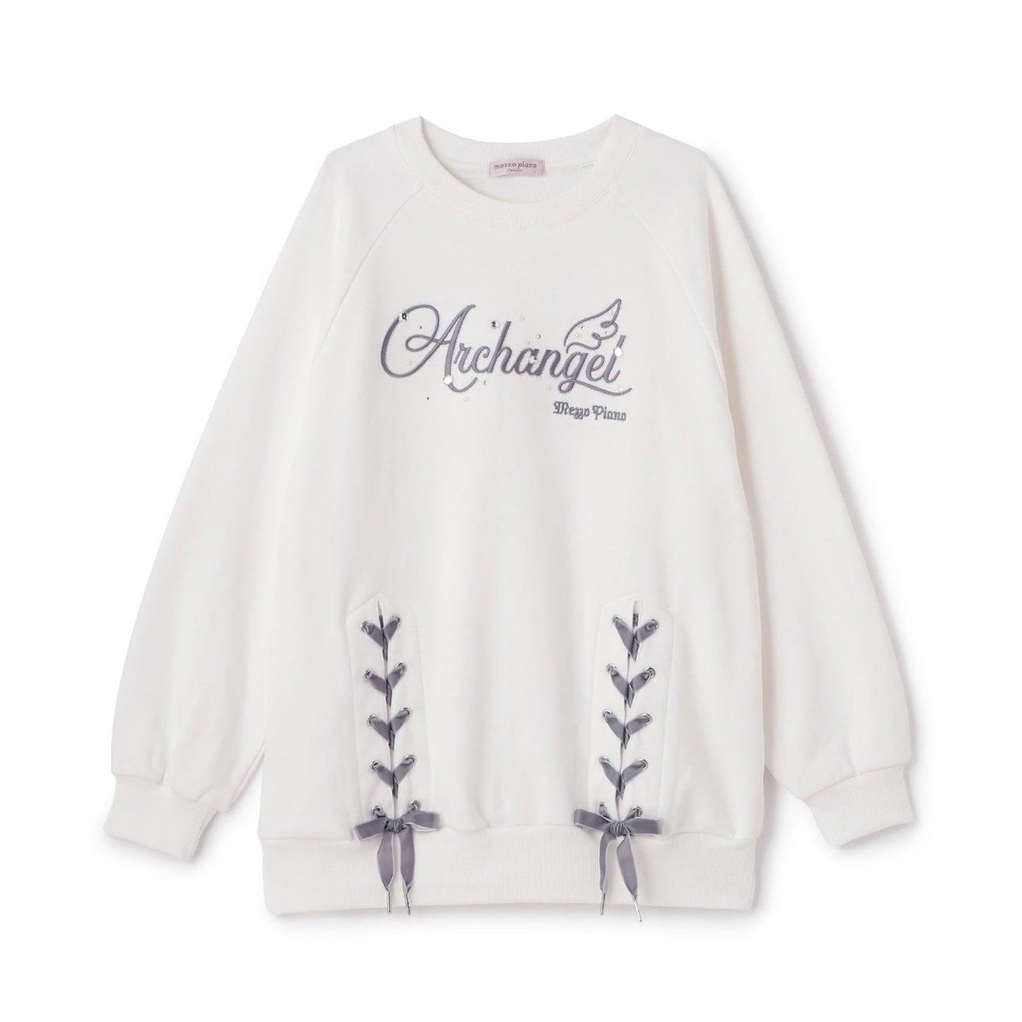 蕾絲拼接水鑽標誌衛衣