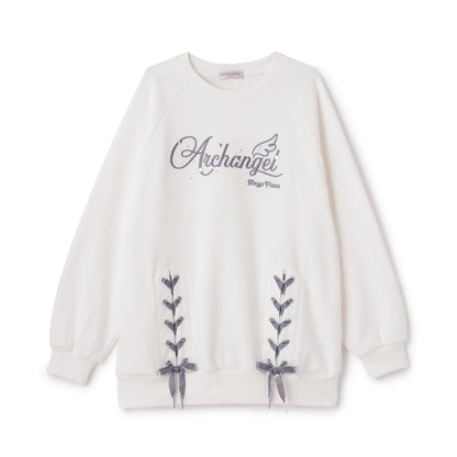 蕾絲拼接水鑽標誌衛衣