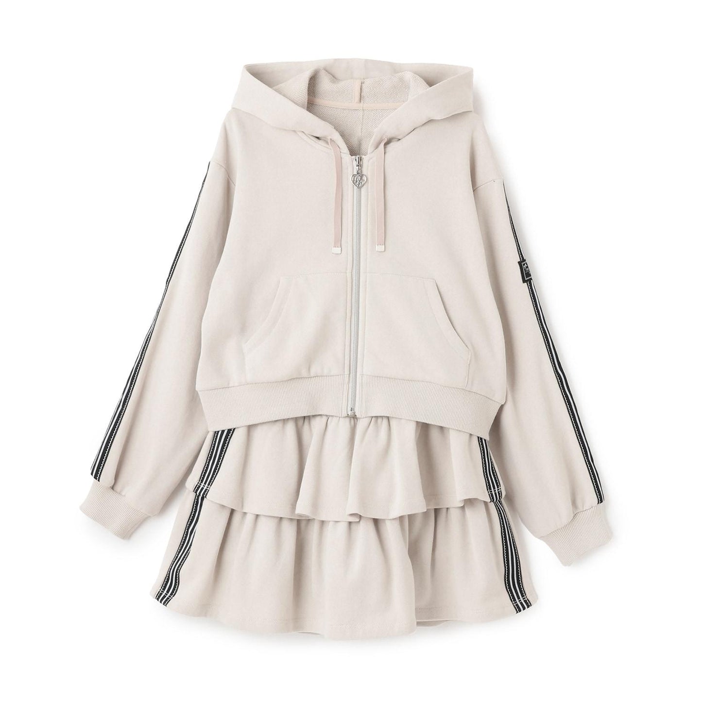 運動風拉鍊連帽衛衣&裙褲套裝