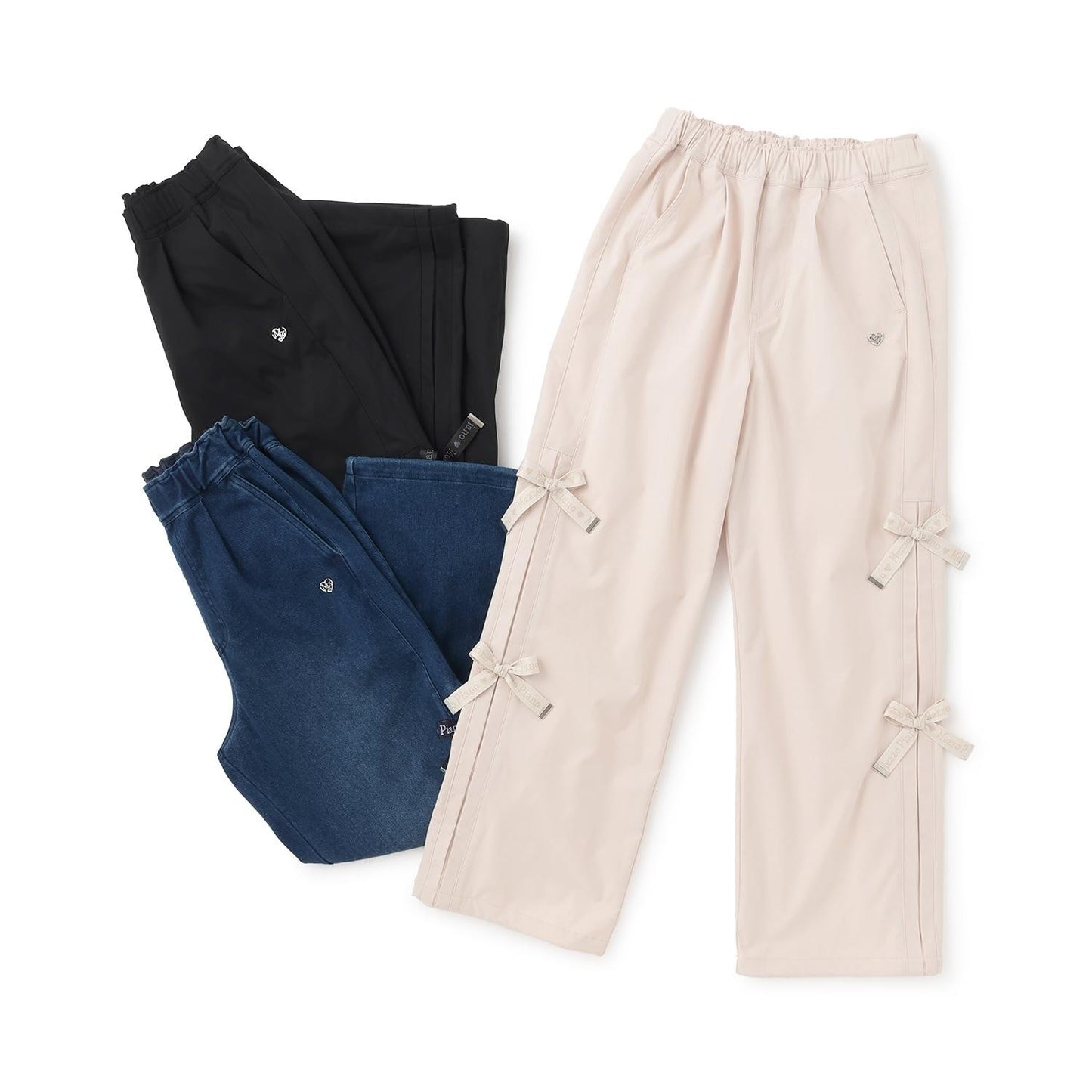 側邊標誌蝴蝶結內里加絨降落傘褲