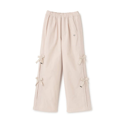 側邊標誌蝴蝶結內里加絨降落傘褲