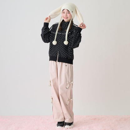 側邊標誌蝴蝶結內里加絨降落傘褲