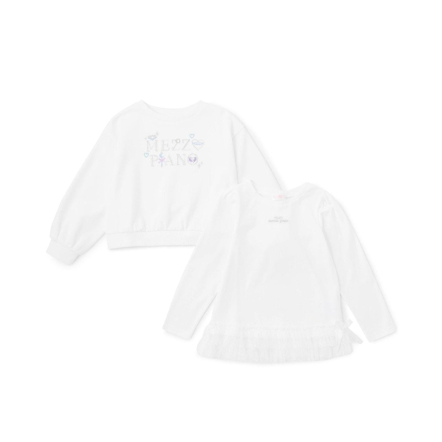 水鑽標誌衛衣&下襬網紗T恤套裝