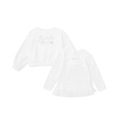 水鑽標誌衛衣&下襬網紗T恤套裝