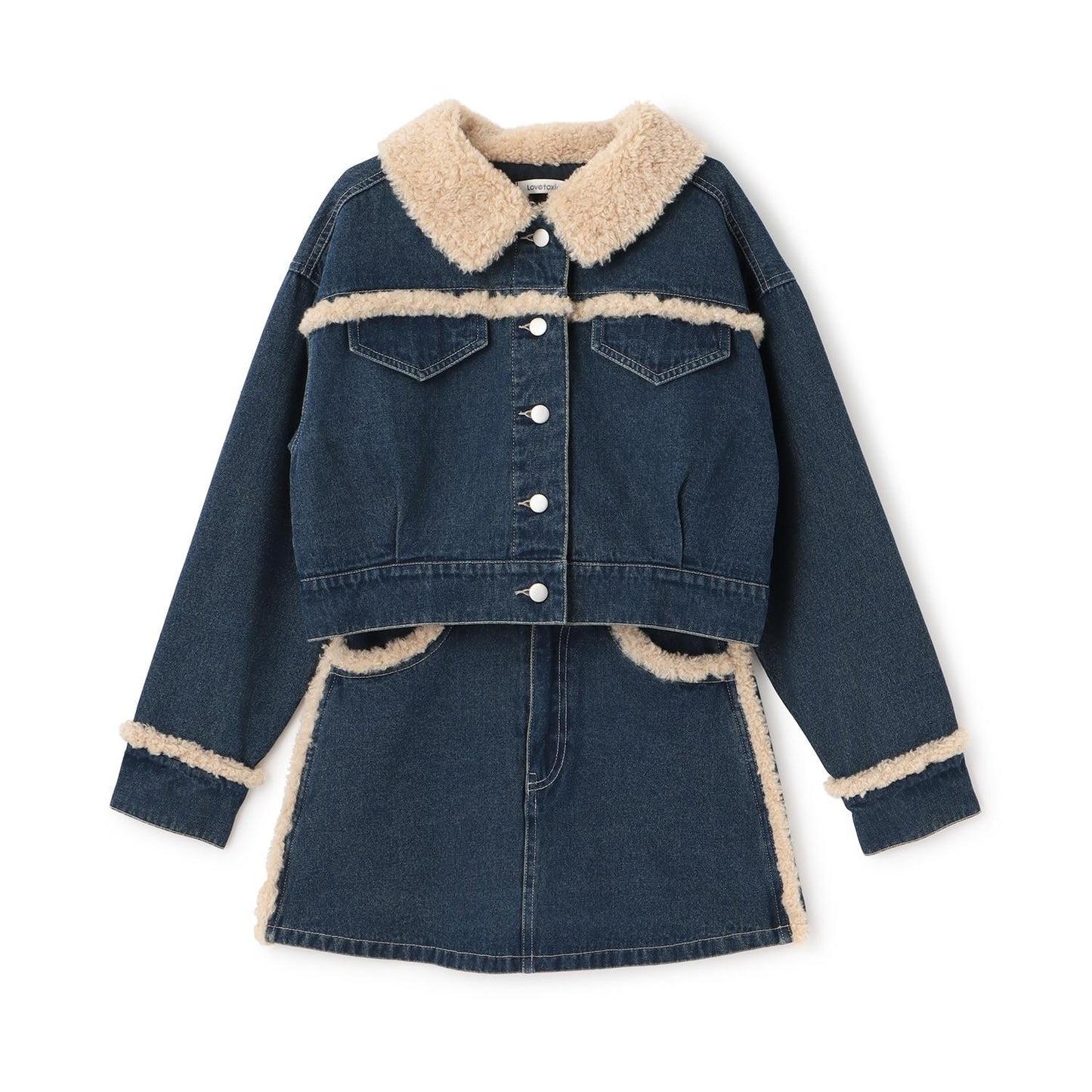 內襯絎縫牛仔夾克套裝