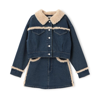 內襯絎縫牛仔夾克套裝