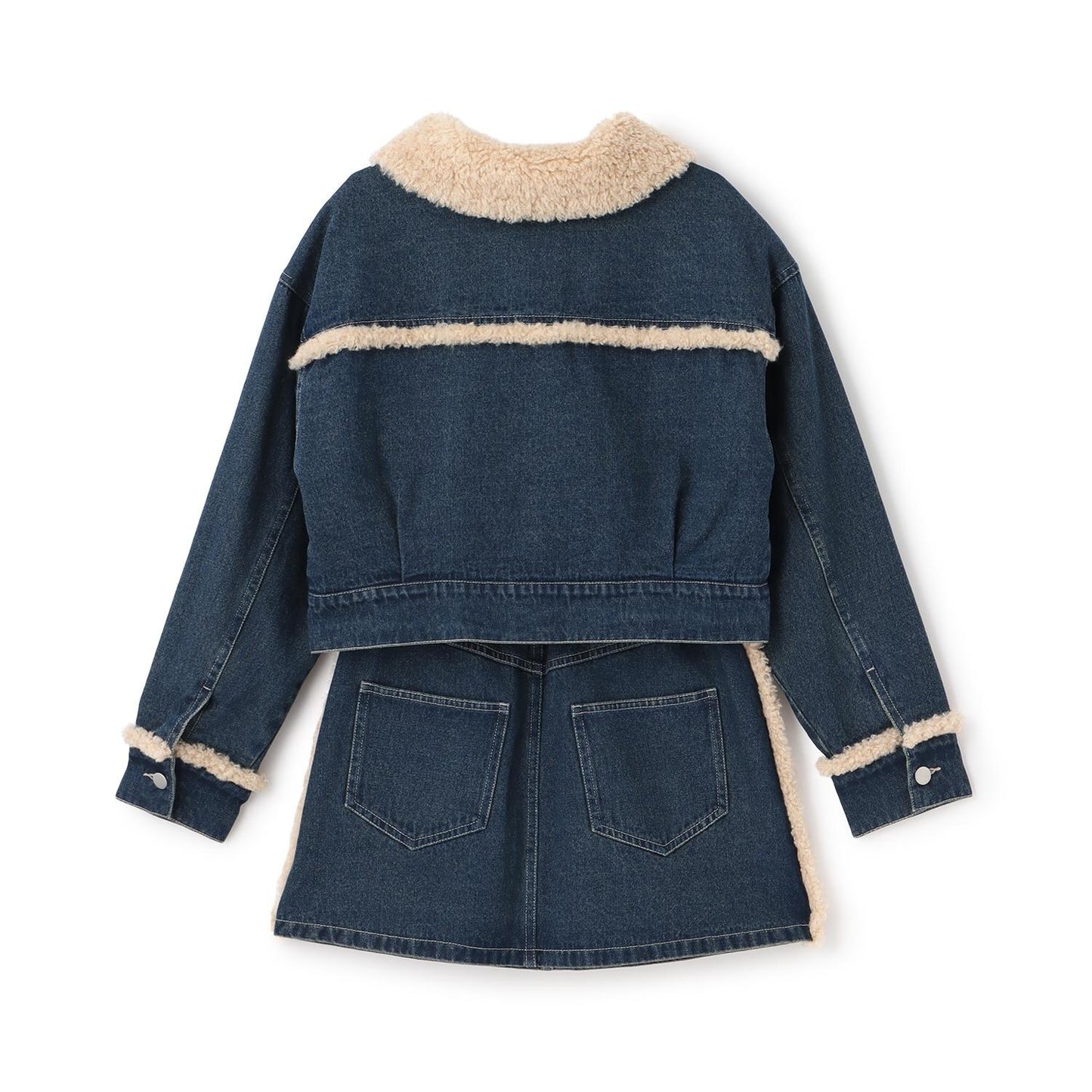 內襯絎縫牛仔夾克套裝