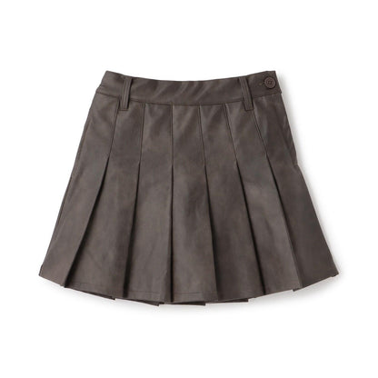 【LTXC】人造皮革百褶裙