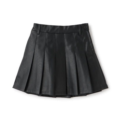 【LTXC】人造皮革百褶裙