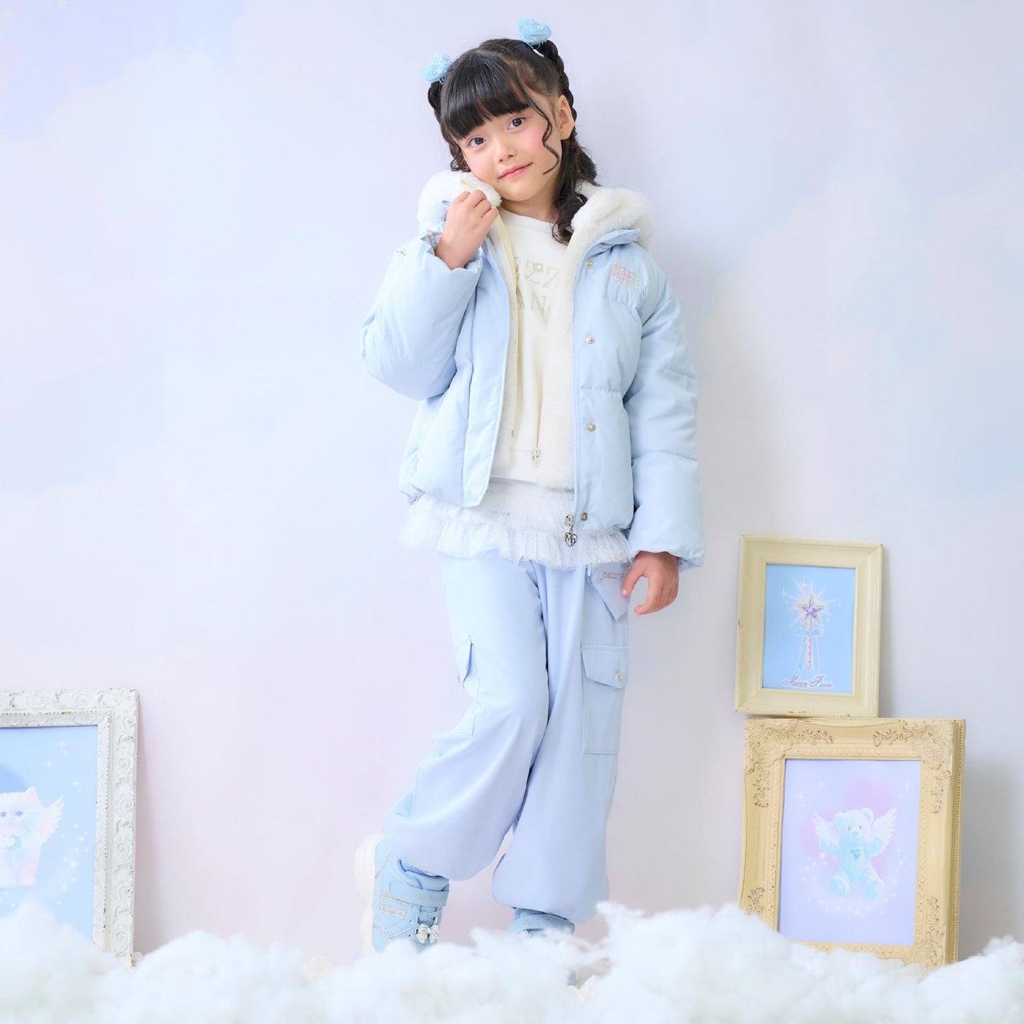 水鑽標誌衛衣&下襬網紗T恤套裝