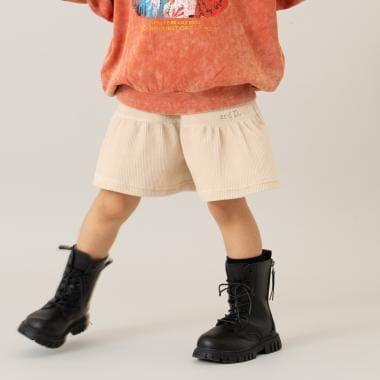 燈芯絨褶皺半身裙褲