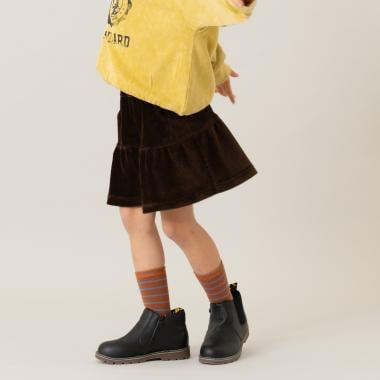 燈芯絨褶皺半身裙褲