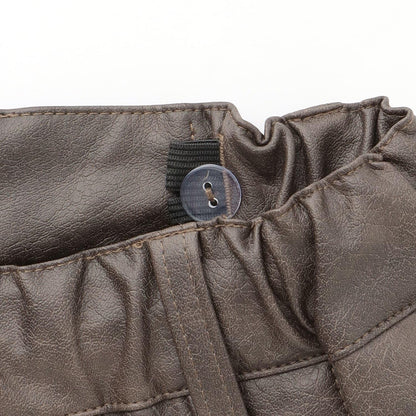 【LTXC】人造皮革百褶裙