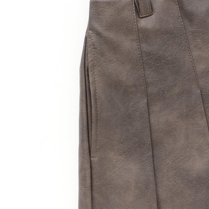 【LTXC】人造皮革百褶裙