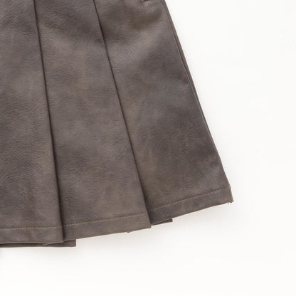 【LTXC】人造皮革百褶裙