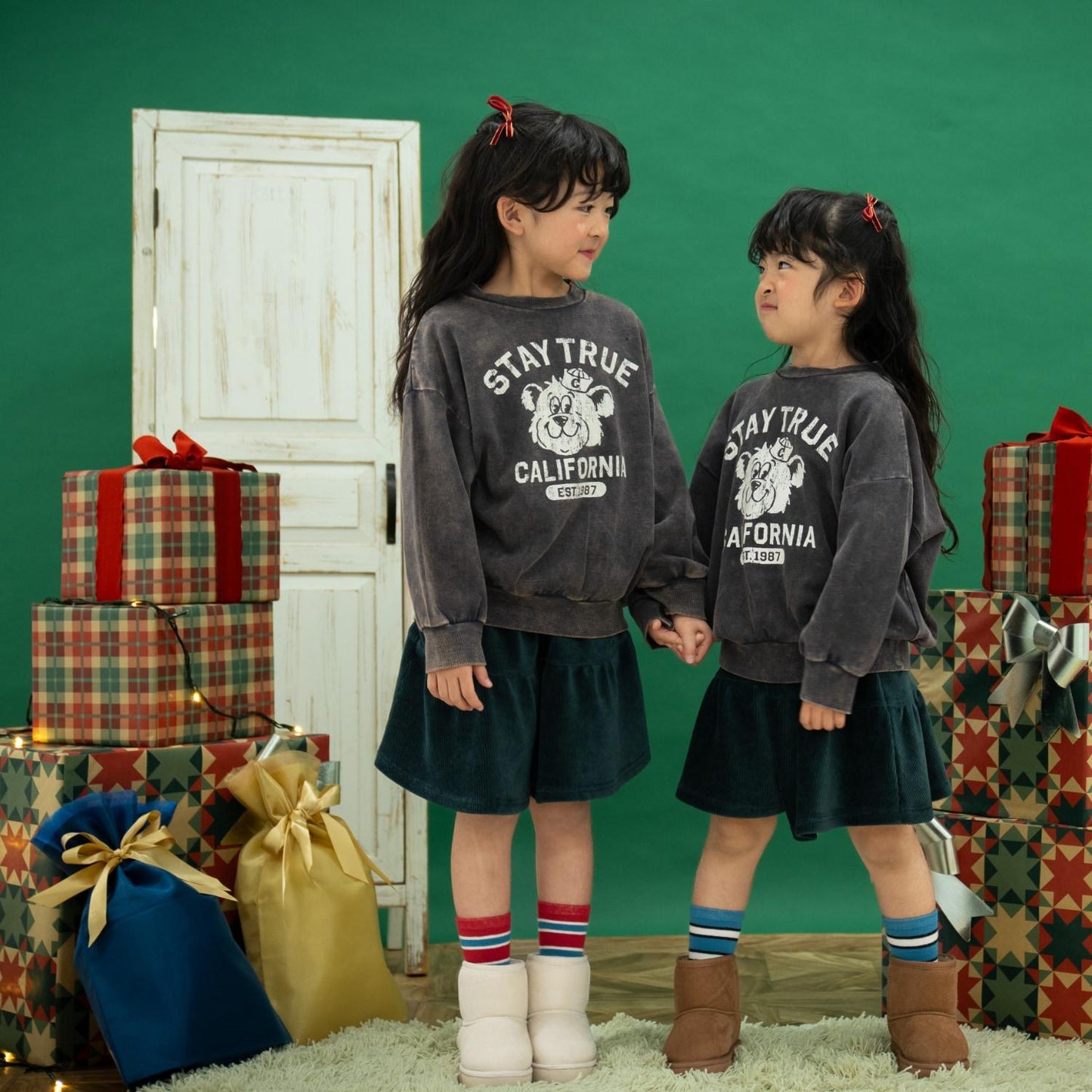 燈芯絨褶皺半身裙褲