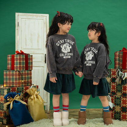 燈芯絨褶皺半身裙褲