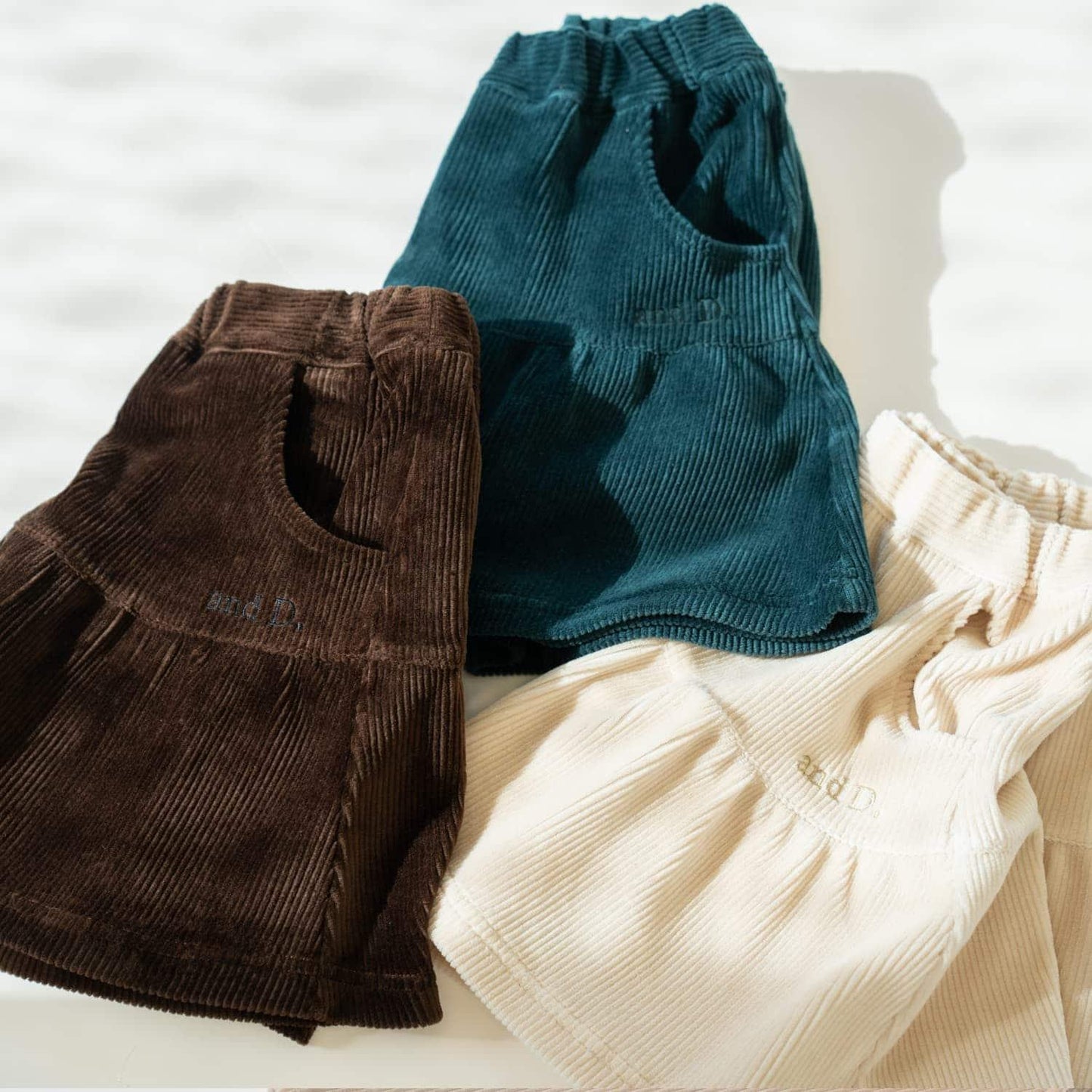 燈芯絨褶皺半身裙褲