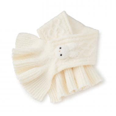 帶毛絨兔子玩偶的棉花糖針織圍巾