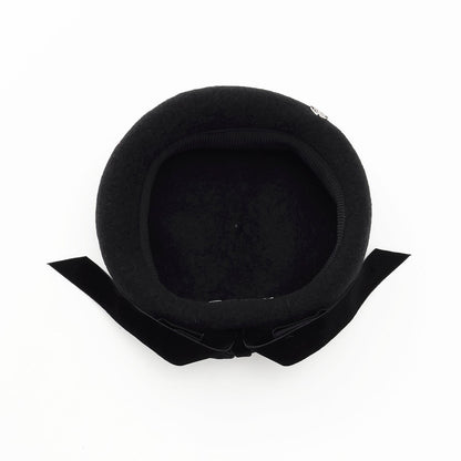 天鵝絨蝴蝶結貝雷帽