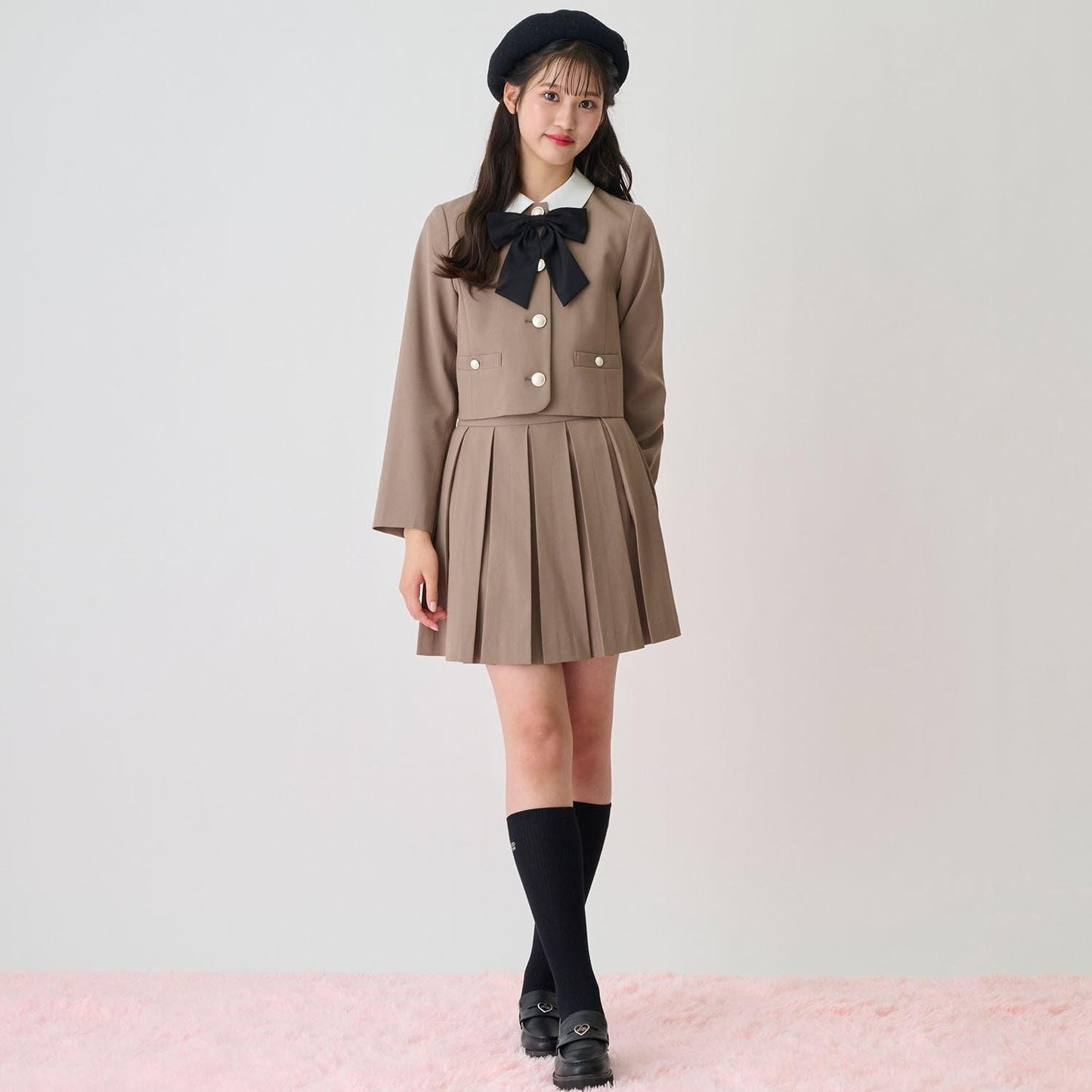 天鵝絨蝴蝶結貝雷帽