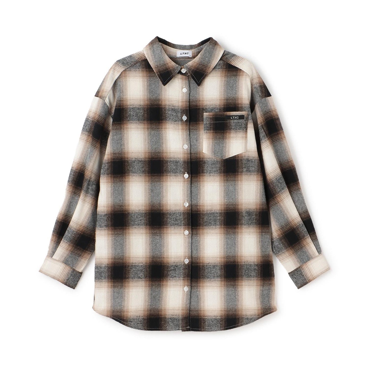 【LTXC】【100%純棉】格紋寬鬆襯衫連衣裙