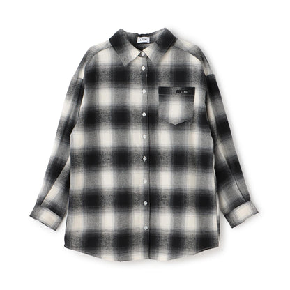 【LTXC】【100%純棉】格紋寬鬆襯衫連衣裙