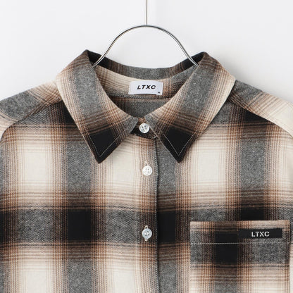 【LTXC】【100%純棉】格紋寬鬆襯衫連衣裙