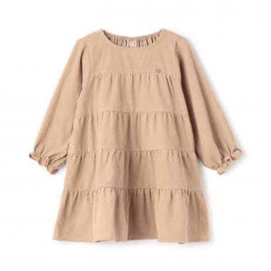 燈芯絨層疊連衣裙